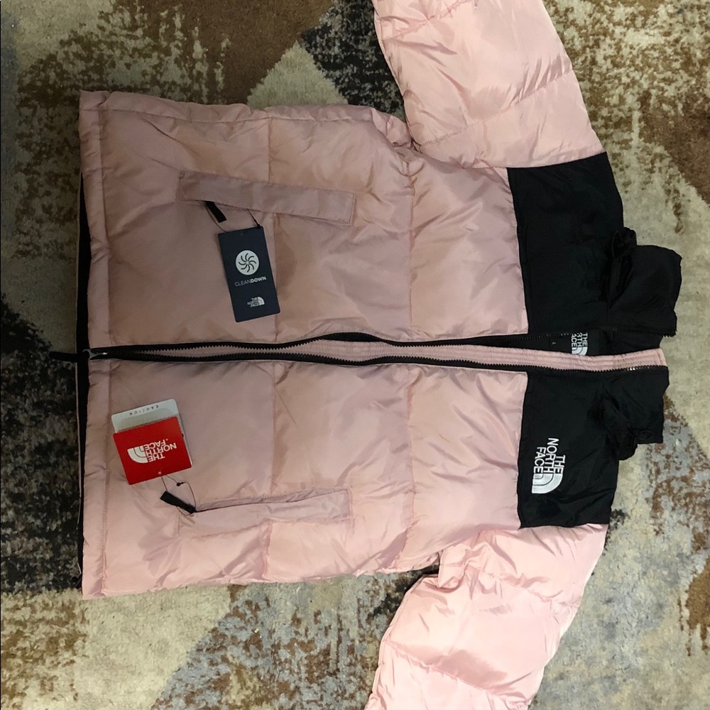 The north face TNF light pink nuptse puffer jacket
